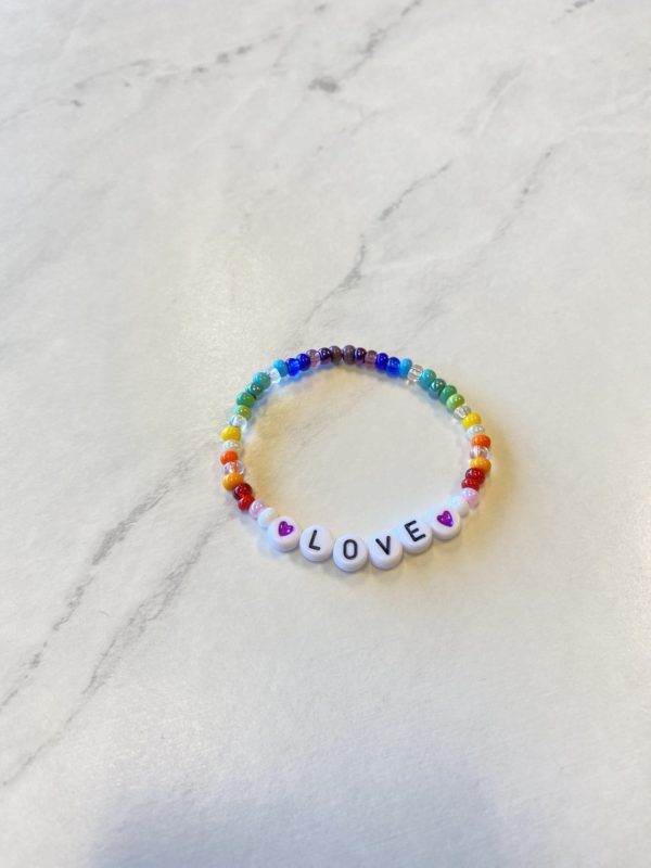 Rainbow Beaded Love Bracelet